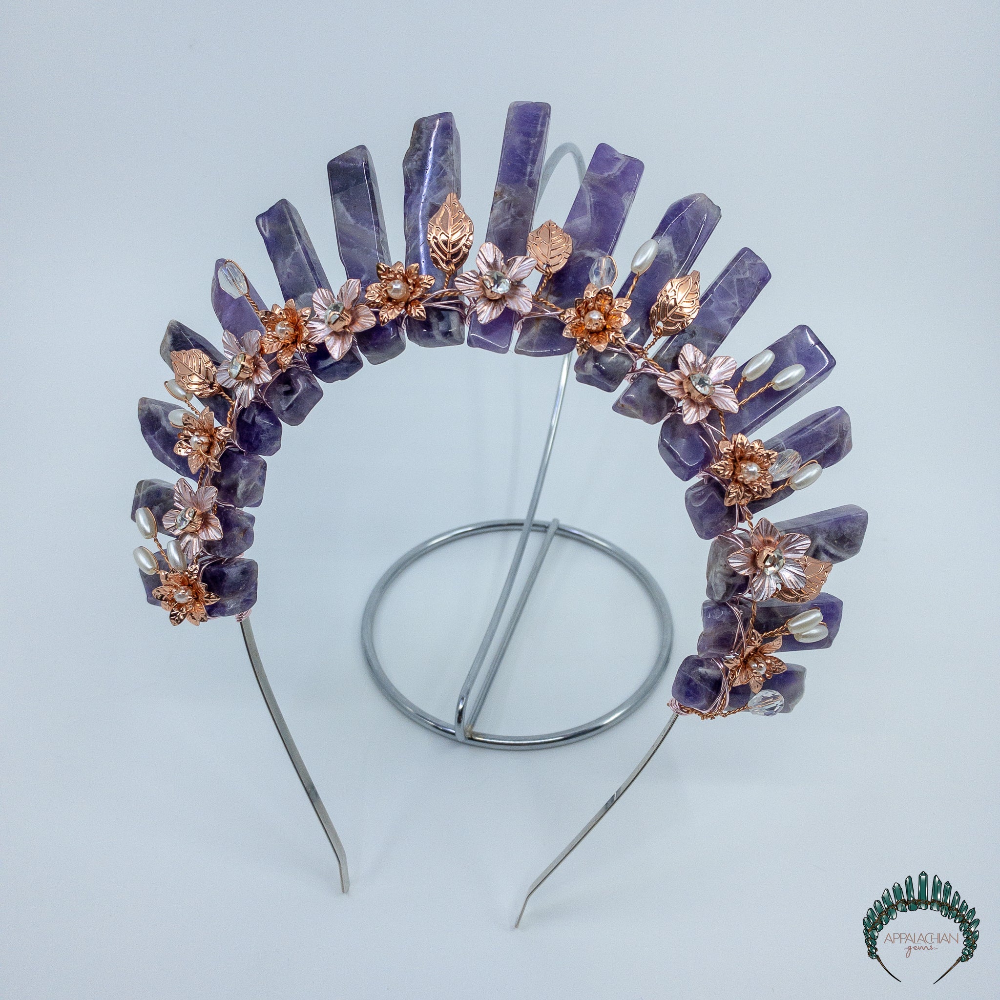 Amethyst Crystal Flower Crown - Appalachian Gems