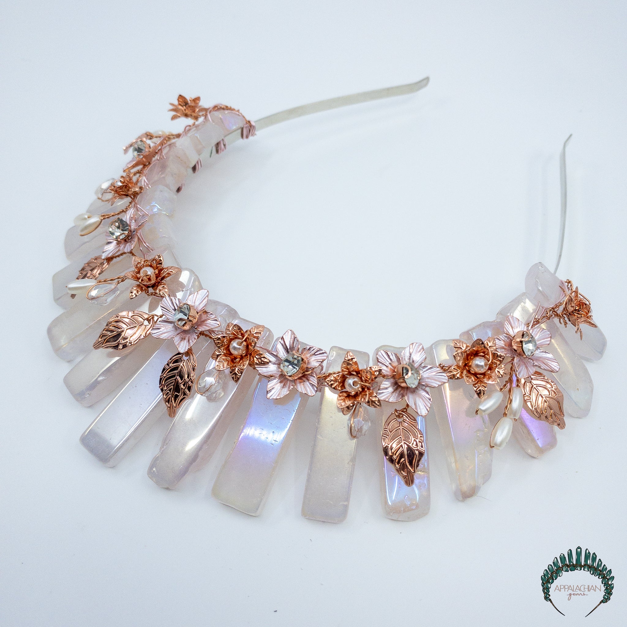 Aura Rose Quartz Flower Crown - Appalachian Gems