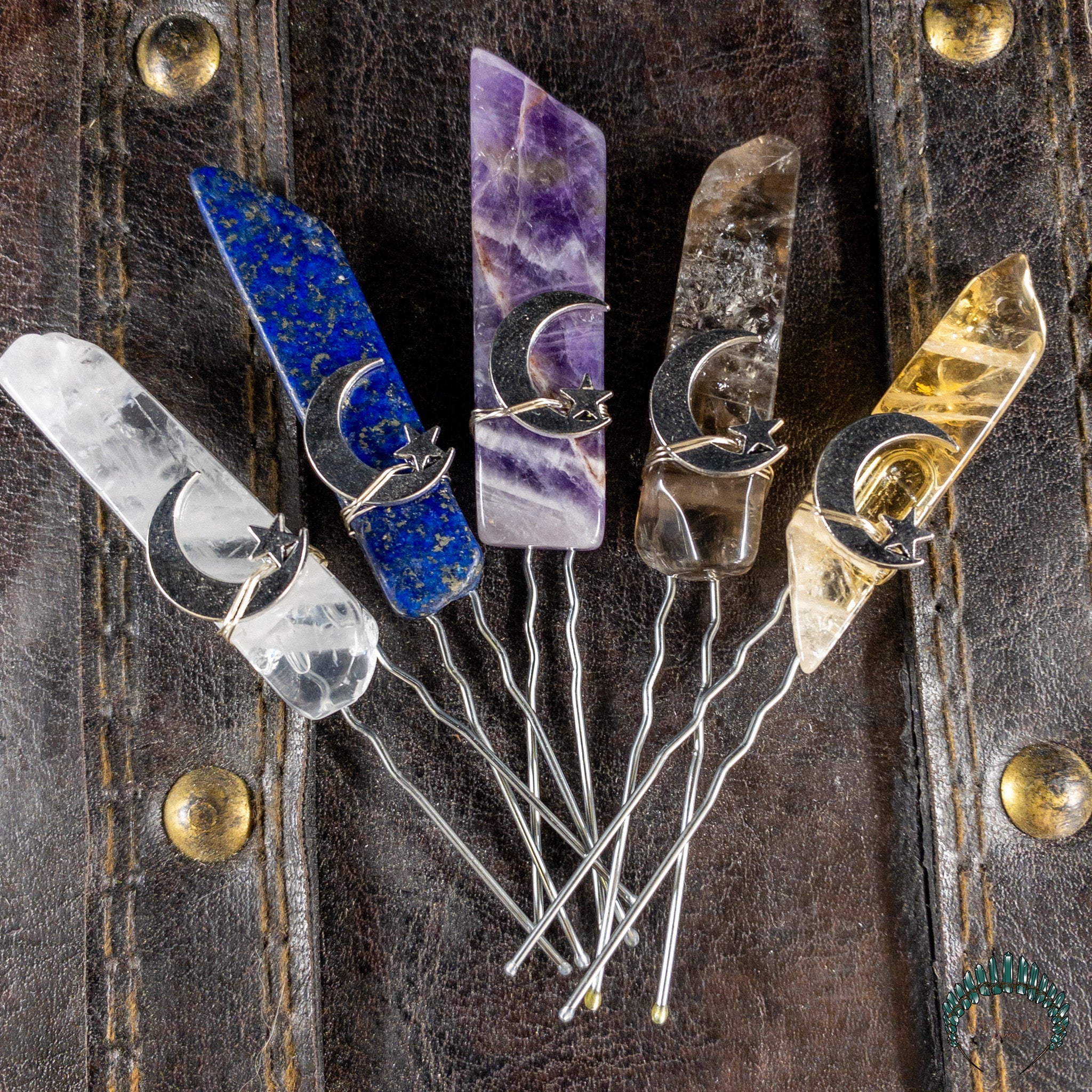Celestial Crystal Moon Hair Pins - 5 Pack - Appalachian Gems
