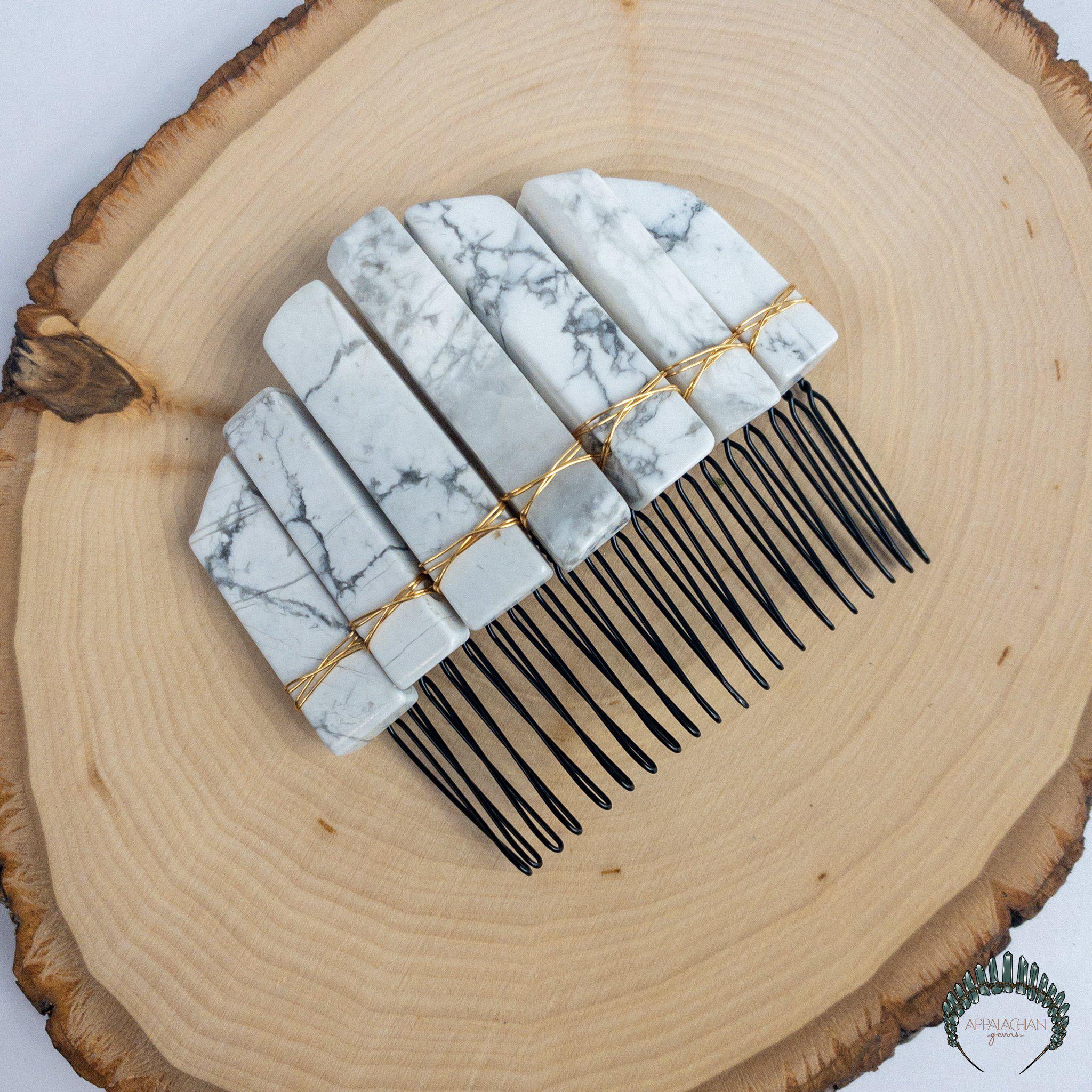 Howlite Crystal Hair Comb - Appalachian Gems