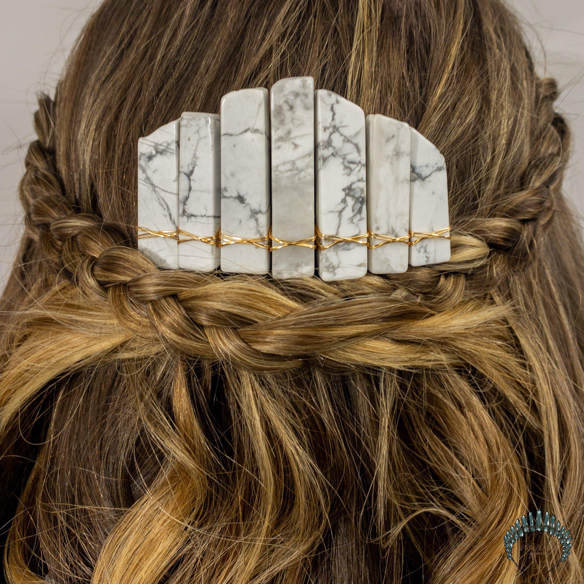 Howlite Crystal Hair Comb - Appalachian Gems
