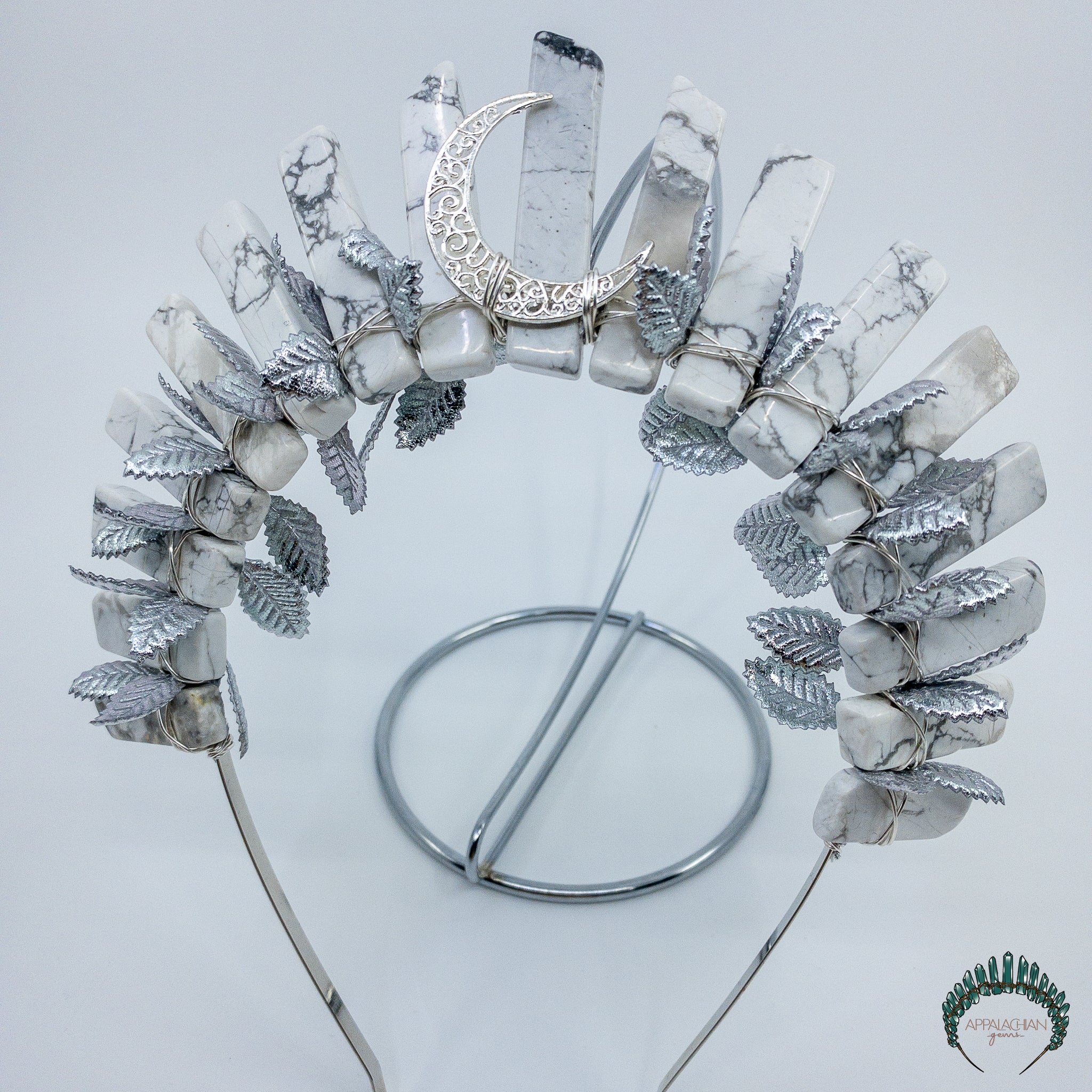 Howlite Crystal Moon Crown - Appalachian Gems