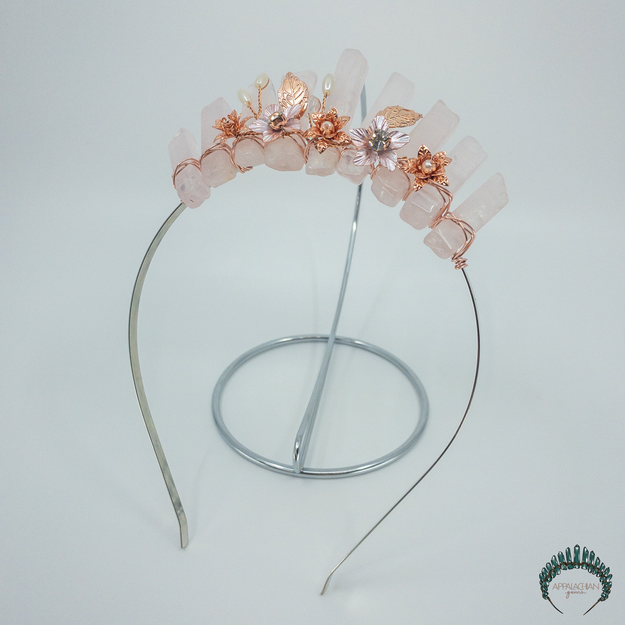 Mini Rose Quartz Bridal Tiara - Appalachian Gems