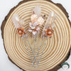 Load image into Gallery viewer, Rose Quartz Floral Hair Pins - Appalachian Gems