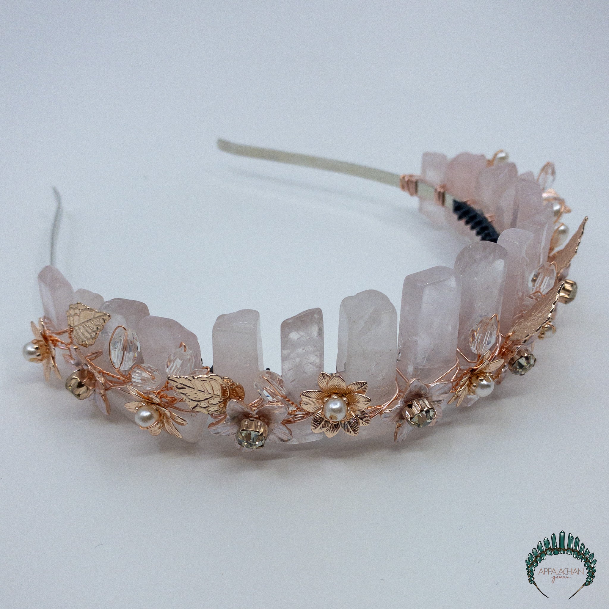 Rose Quartz Floral Headband - Appalachian Gems