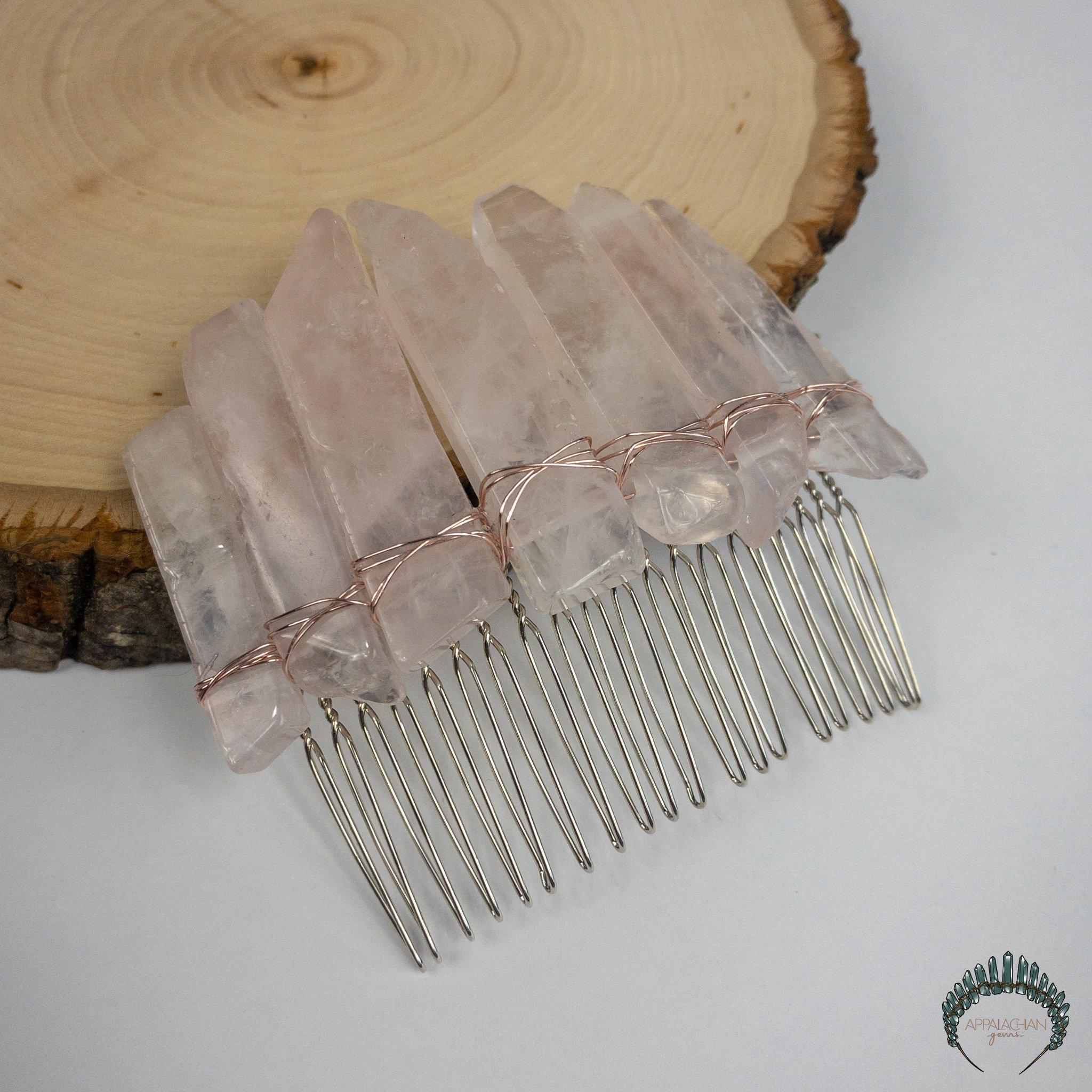 Rose Quartz Hair Comb - Appalachian Gems