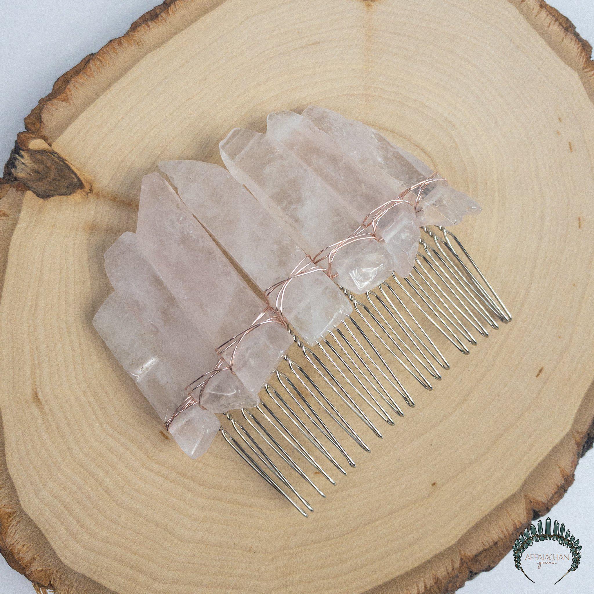 Rose Quartz Hair Comb - Appalachian Gems