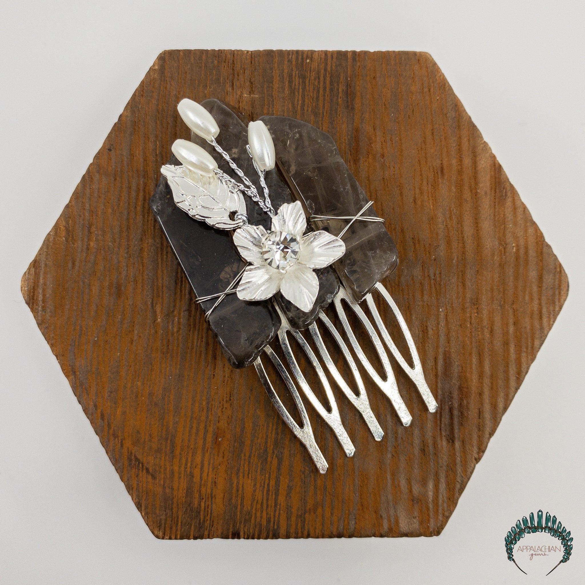 Smoky Quartz Flower Comb (Small) - Appalachian Gems