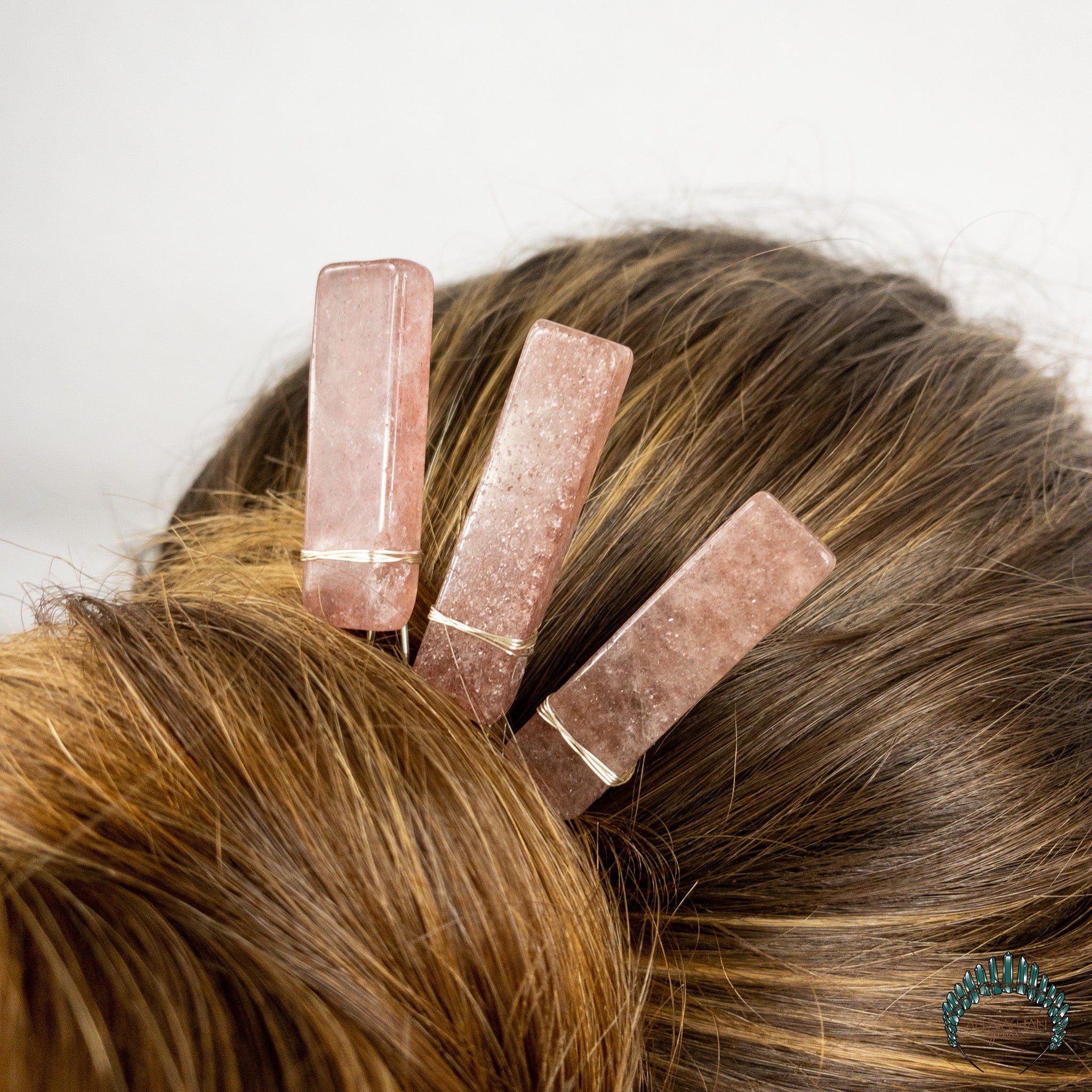 Strawberry Quartz Hair Pins - Appalachian Gems